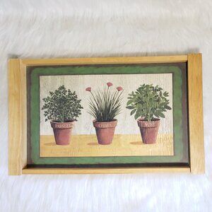 90's Vintage Marks & Spencer Home Herb Neutral decor wooden tray